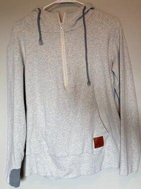 Ampersand Avenue Half Zip Hoodie Small Gray Lightweight Pullover Sweatshirt Wome